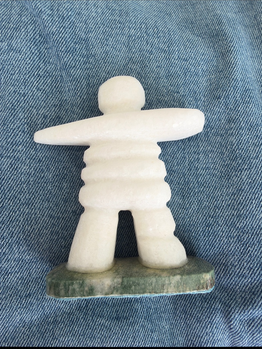 Hand-Carved White Stone Inukshuk Accent Sculpture